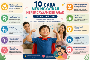 Ilustrasi orang tua membantu meningkatkan kepercayaan diri anak sejak usia dini